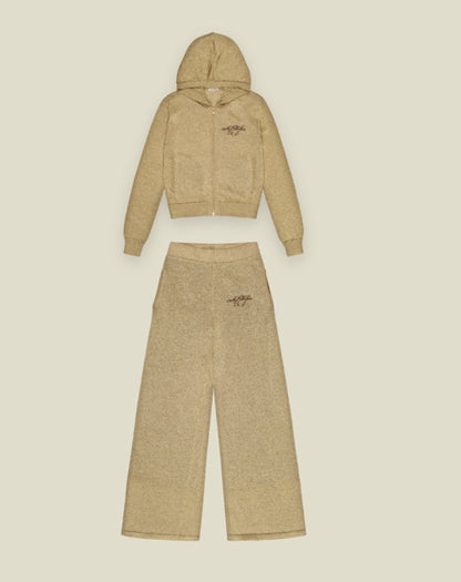 GOLD METALLIC KNIT SET - JACKET & TROUSERS