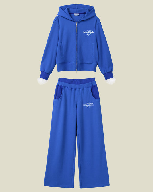 NOUR AL BAHR WAFFLE SET -  ZIP HOODIE & DOUBLE WAIST TROUSERS