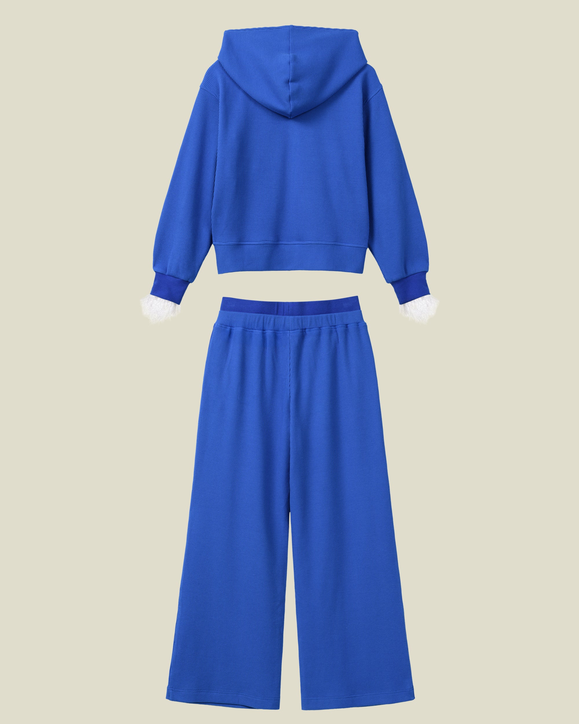 NOUR AL BAHR WAFFLE SET - ZIP HOODIE & DOUBLE WAIST TROUSERS – ALWALAA