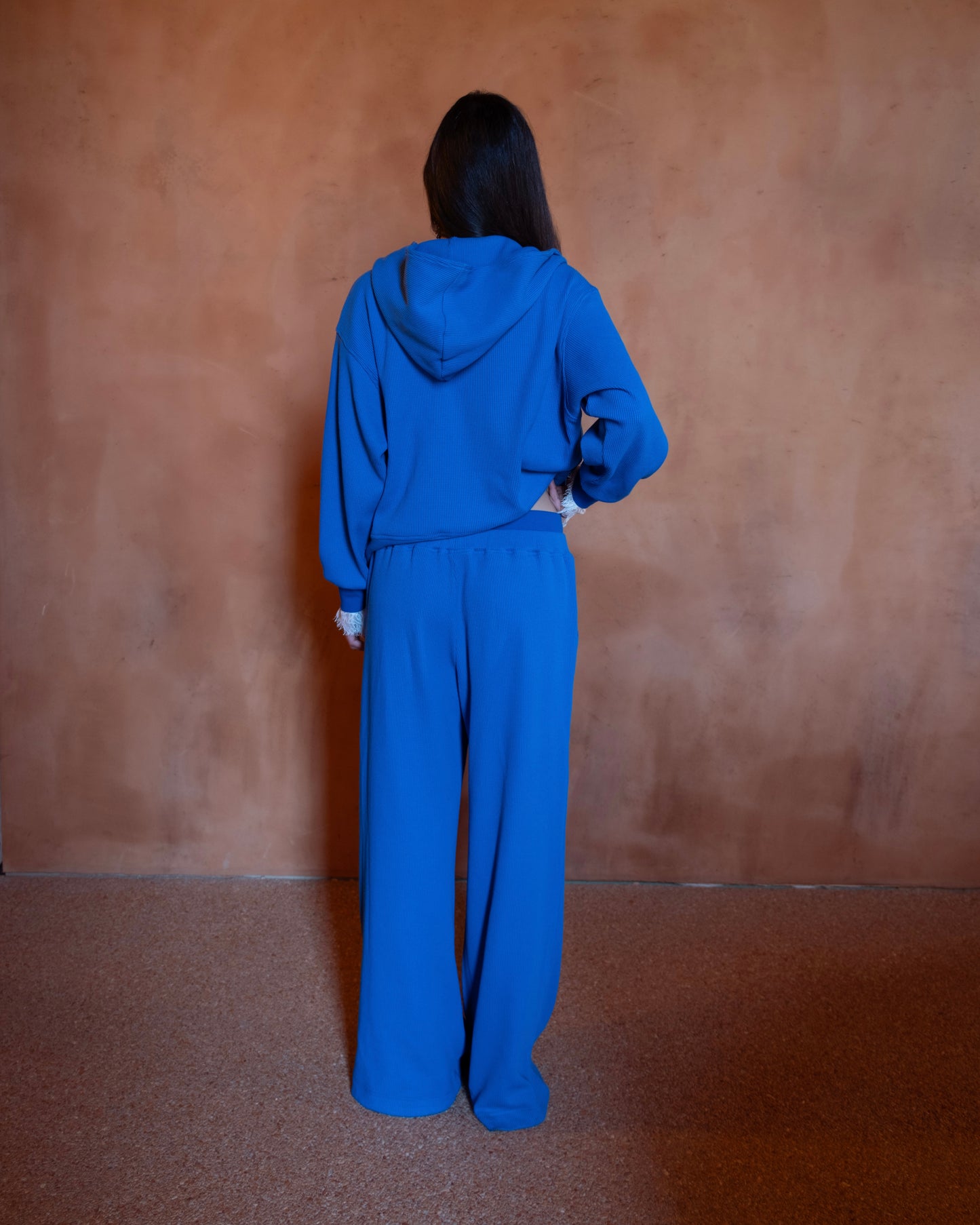NOUR AL BAHR WAFFLE SET -  ZIP HOODIE & DOUBLE WAIST TROUSERS