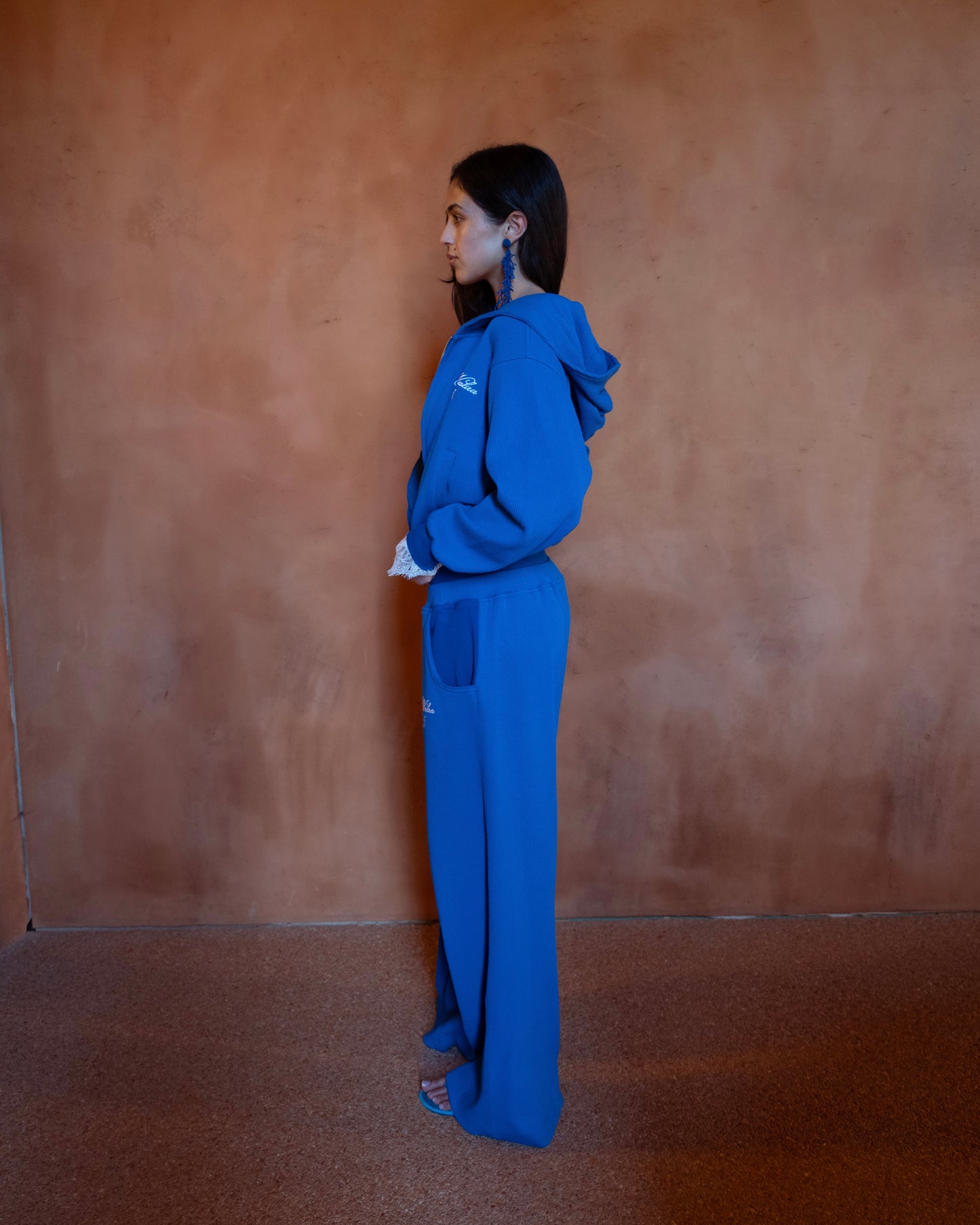 NOUR AL BAHR WAFFLE SET -  ZIP HOODIE & DOUBLE WAIST TROUSERS